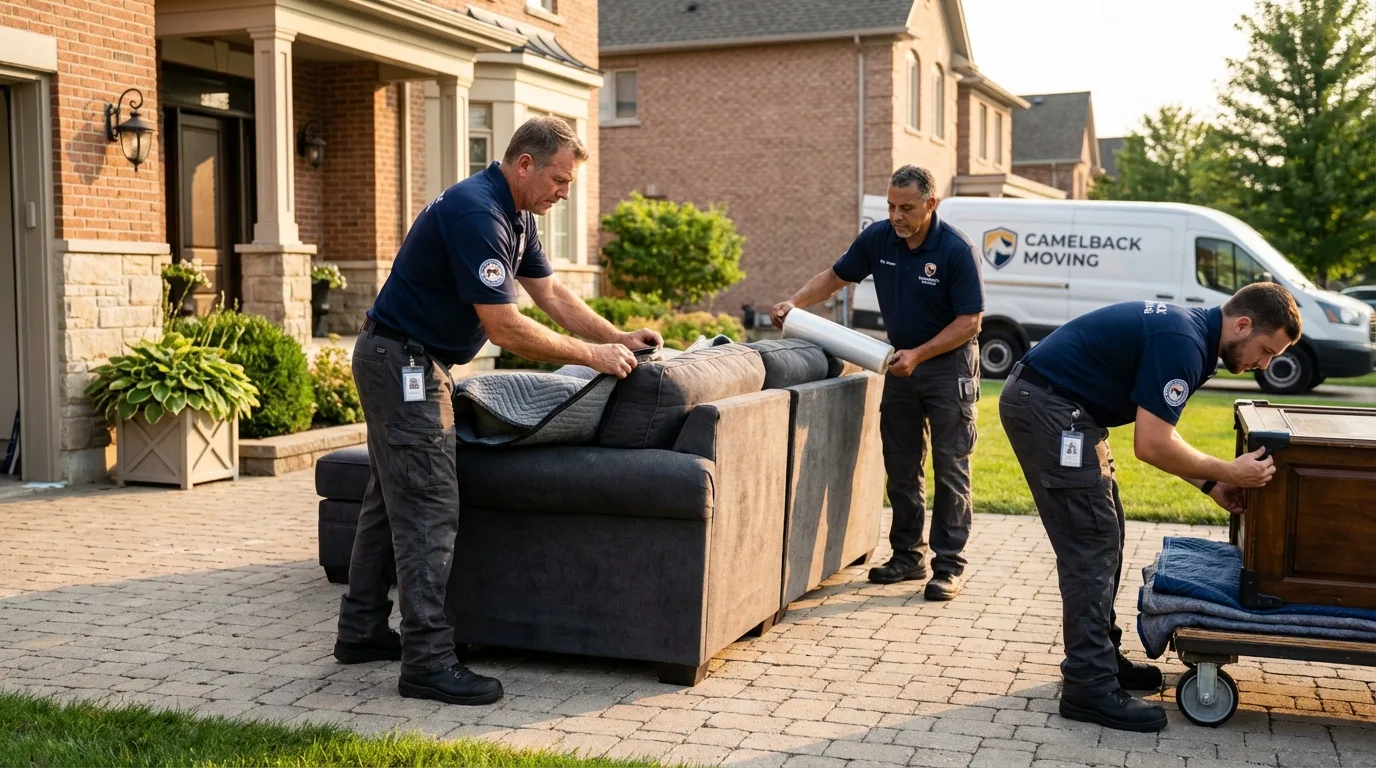 Large estate moving crew wrapping furniture in Lumpkin, GA
