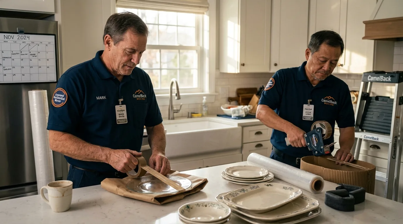 Professional crew packing kitchen dishware in Lumpkin, GA